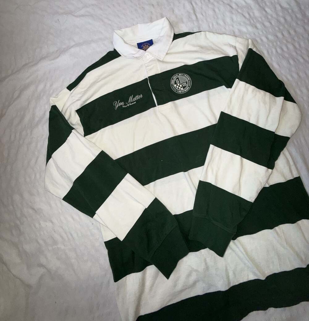 You Matter Striped Long Sleeve Rugby Polo Shirt Streetwear Retro